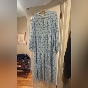 Soft Flowy Blue Patterned Dress